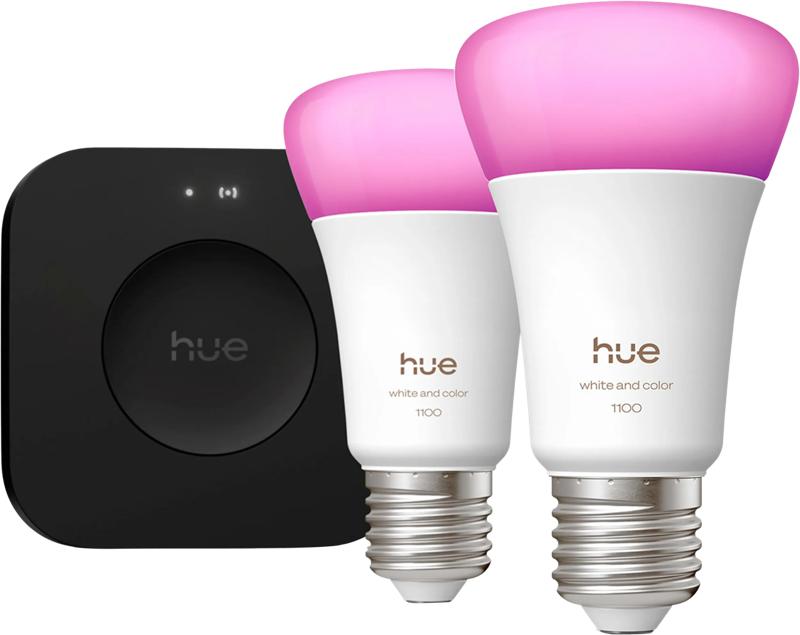 Philips Hue White and Color Starter Pack E27 1100lm 2-pack + Bridge Pro