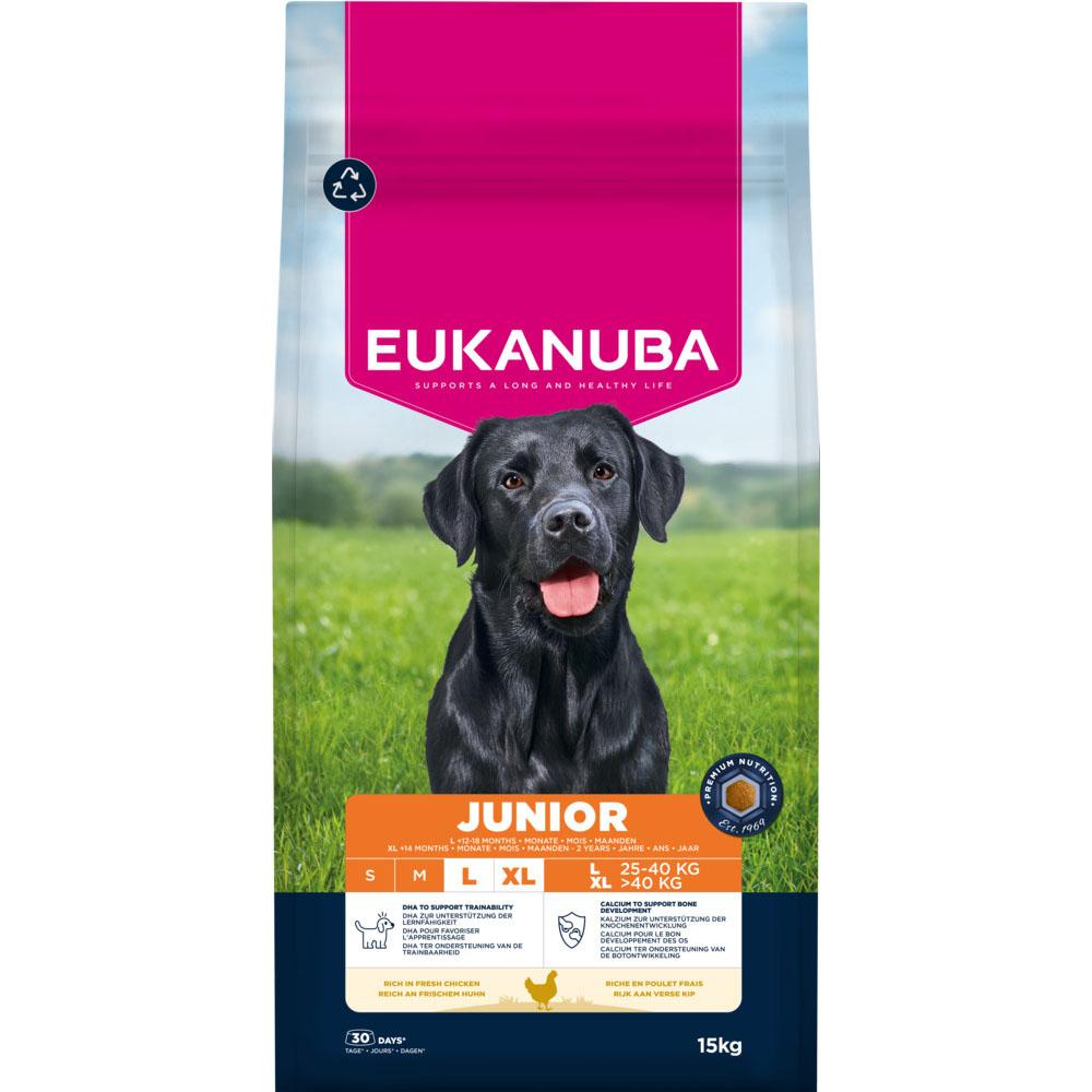 Dubbelpak: 2x15kg Eukanuba Premium Nutrition Junior Large & Giant Breed Kip droogvoer voor honden